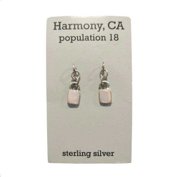 Population 18Sterling Silver 925 Dangle Earrings Pink Glasswork Posts Signed